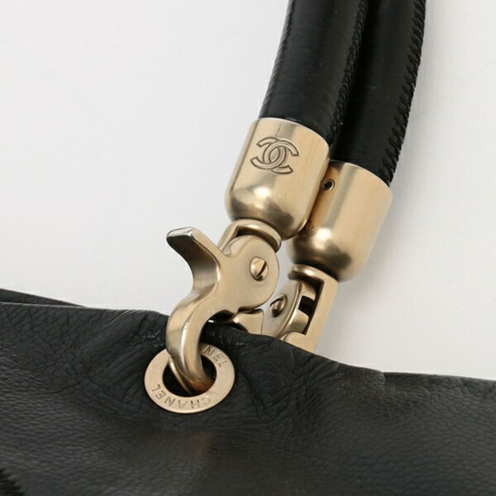 Caviar Skin Leather Cowhide Black Champagne Gold Metal Fittings - Picture 4 of 6